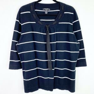 Designers Originals Striped Tie Neck Sweater Shirt Top Plus Size 2X Womens